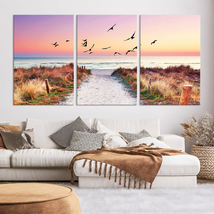 Ocean Beach Canvas Wall Art Beach Canvas Coastal Sunset Tropical Island Beach Sunset Artwork Print