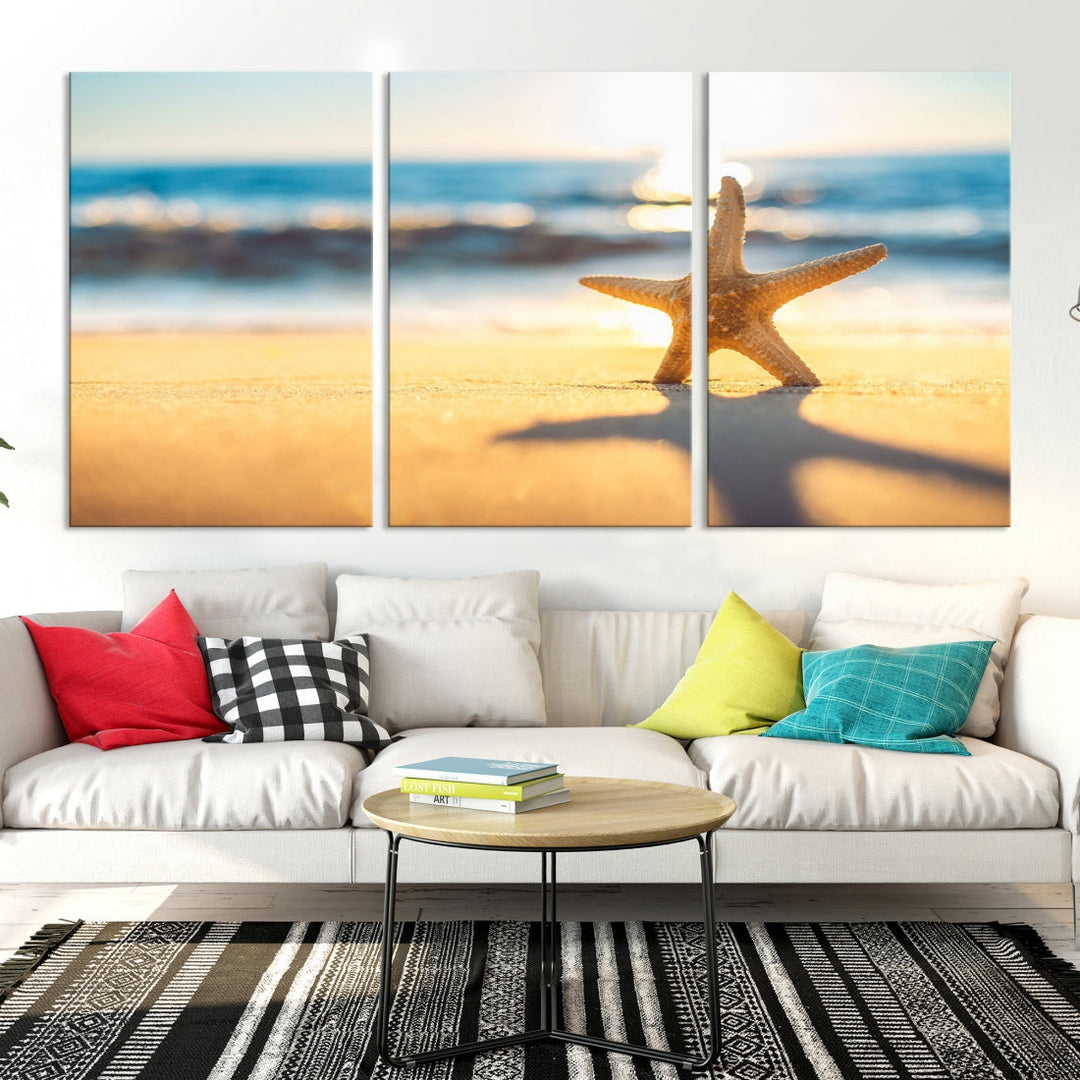 Ocean Beach Canvas Wall Art Beach Canvas, Coastal Sunset Tropical Island Beach Sunset Artwork Print