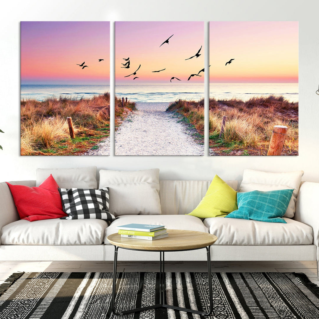 Ocean Beach Canvas Wall Art Beach Canvas Coastal Sunset Tropical Island Beach Sunset Artwork Print