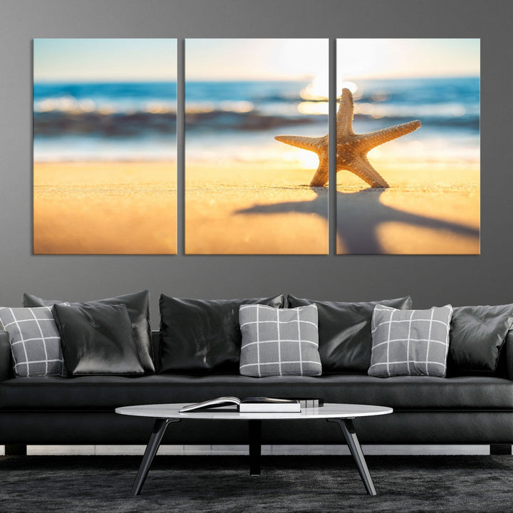 Ocean Beach Canvas Wall Art Beach Canvas, Coastal Sunset Tropical Island Beach Sunset Artwork Print