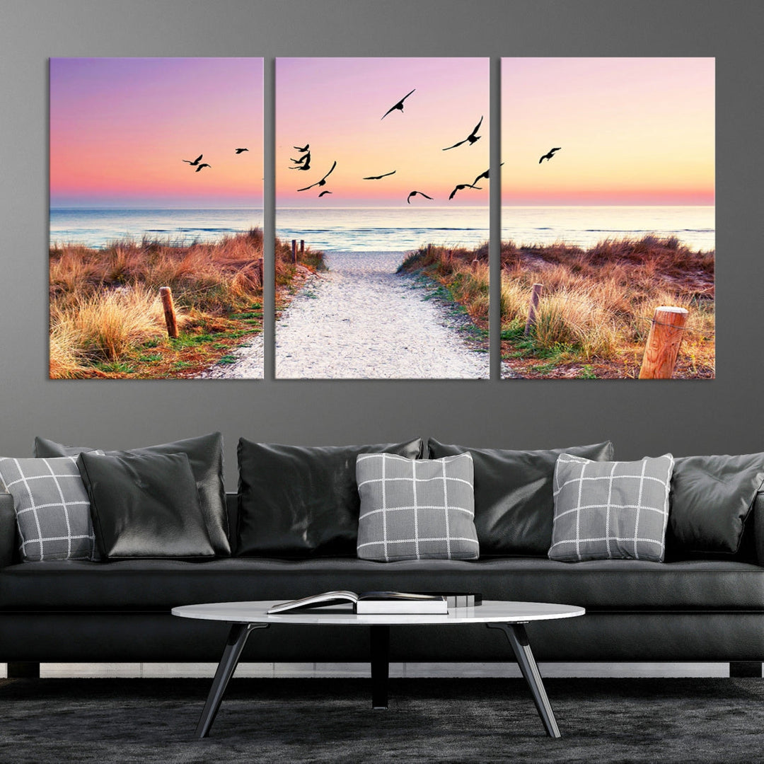 Ocean Beach Canvas Wall Art Beach Canvas Coastal Sunset Tropical Island Beach Sunset Artwork Print