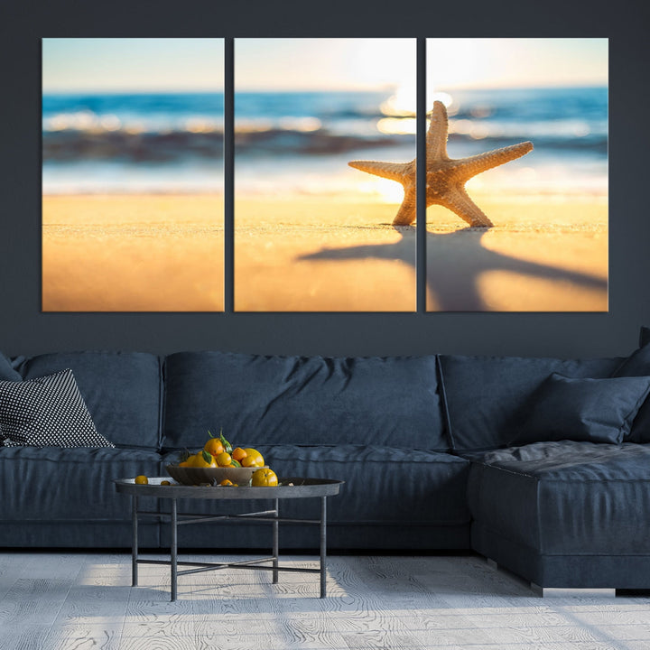 Ocean Beach Canvas Wall Art Beach Canvas, Coastal Sunset Tropical Island Beach Sunset Artwork Print