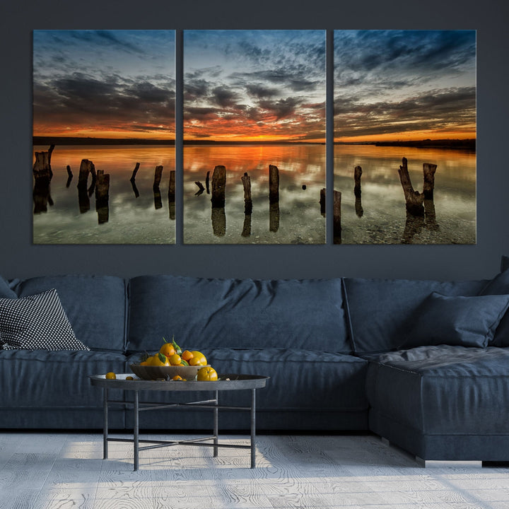 Ocean Beach Canvas Wall Art Beach Canvas, Coastal Sunset Tropical Island Beach Sunset Artwork Print