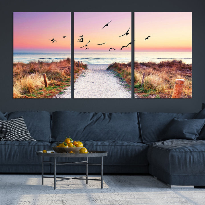 Ocean Beach Canvas Wall Art Beach Canvas Coastal Sunset Tropical Island Beach Sunset Artwork Print