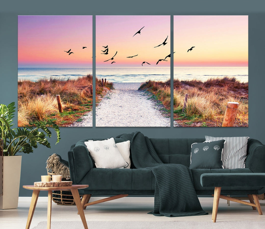 Ocean Beach Canvas Wall Art Beach Canvas Coastal Sunset Tropical Island Beach Sunset Artwork Print