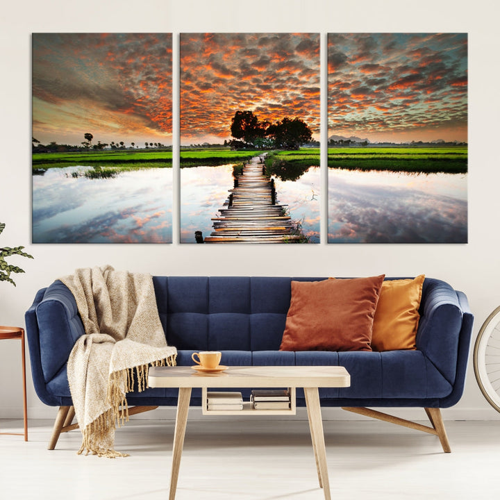 Ocean Beach Canvas Wall Art Beach Canvas, Coastal Sunset Tropical Island Beach Sunset Artwork Print