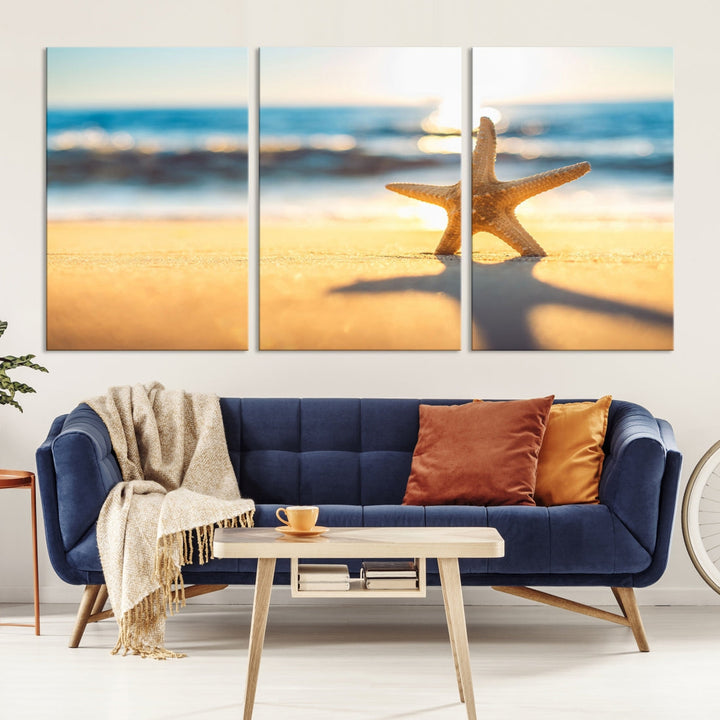 Ocean Beach Canvas Wall Art Beach Canvas, Coastal Sunset Tropical Island Beach Sunset Artwork Print