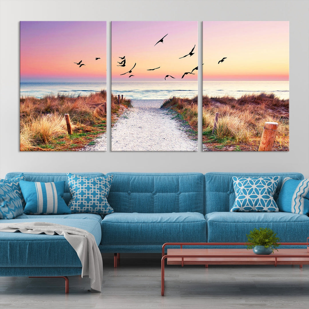 Ocean Beach Canvas Wall Art Beach Canvas Coastal Sunset Tropical Island Beach Sunset Artwork Print