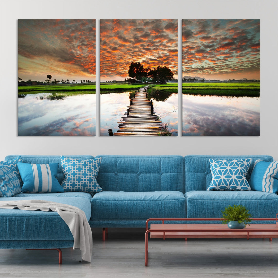 Ocean Beach Canvas Wall Art Beach Canvas, Coastal Sunset Tropical Island Beach Sunset Artwork Print