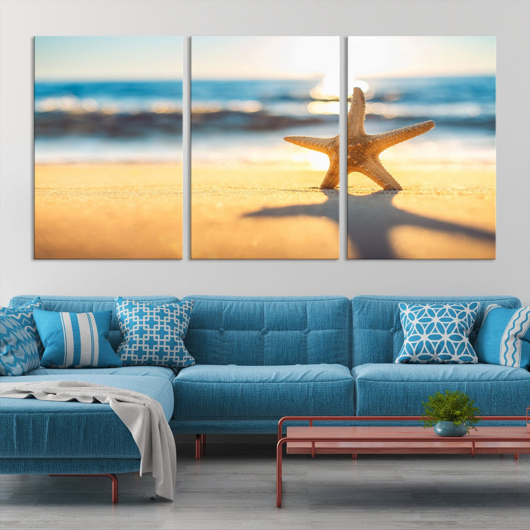 Ocean Beach Canvas Wall Art Beach Canvas, Coastal Sunset Tropical Island Beach Sunset Artwork Print