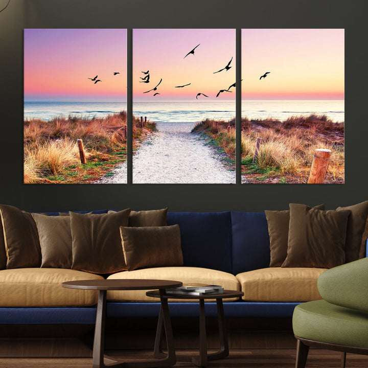 Ocean Beach Canvas Wall Art Beach Canvas Coastal Sunset Tropical Island Beach Sunset Artwork Print