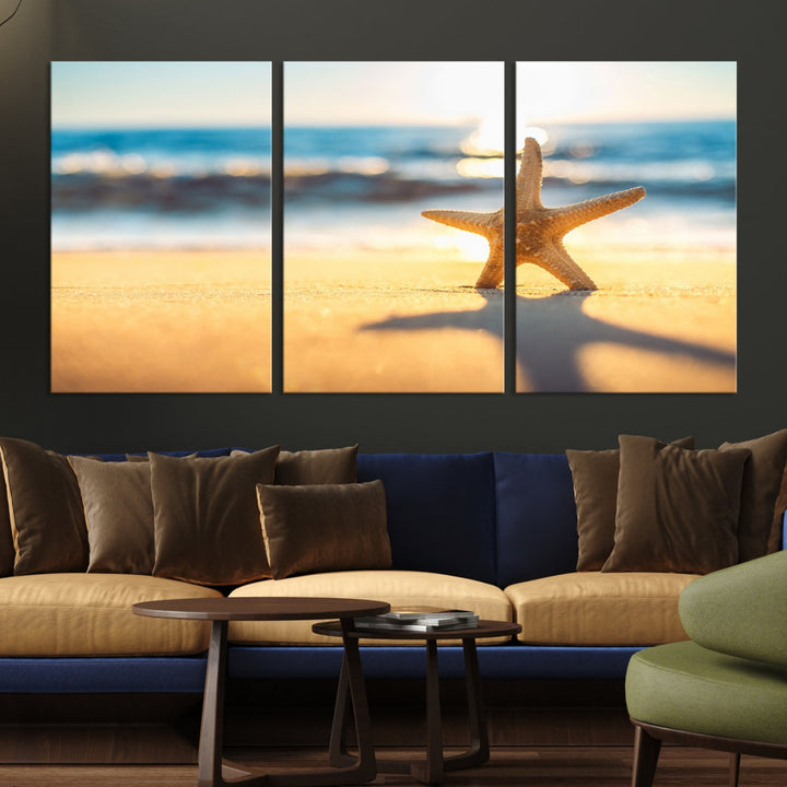 Ocean Beach Canvas Wall Art Beach Canvas, Coastal Sunset Tropical Island Beach Sunset Artwork Print