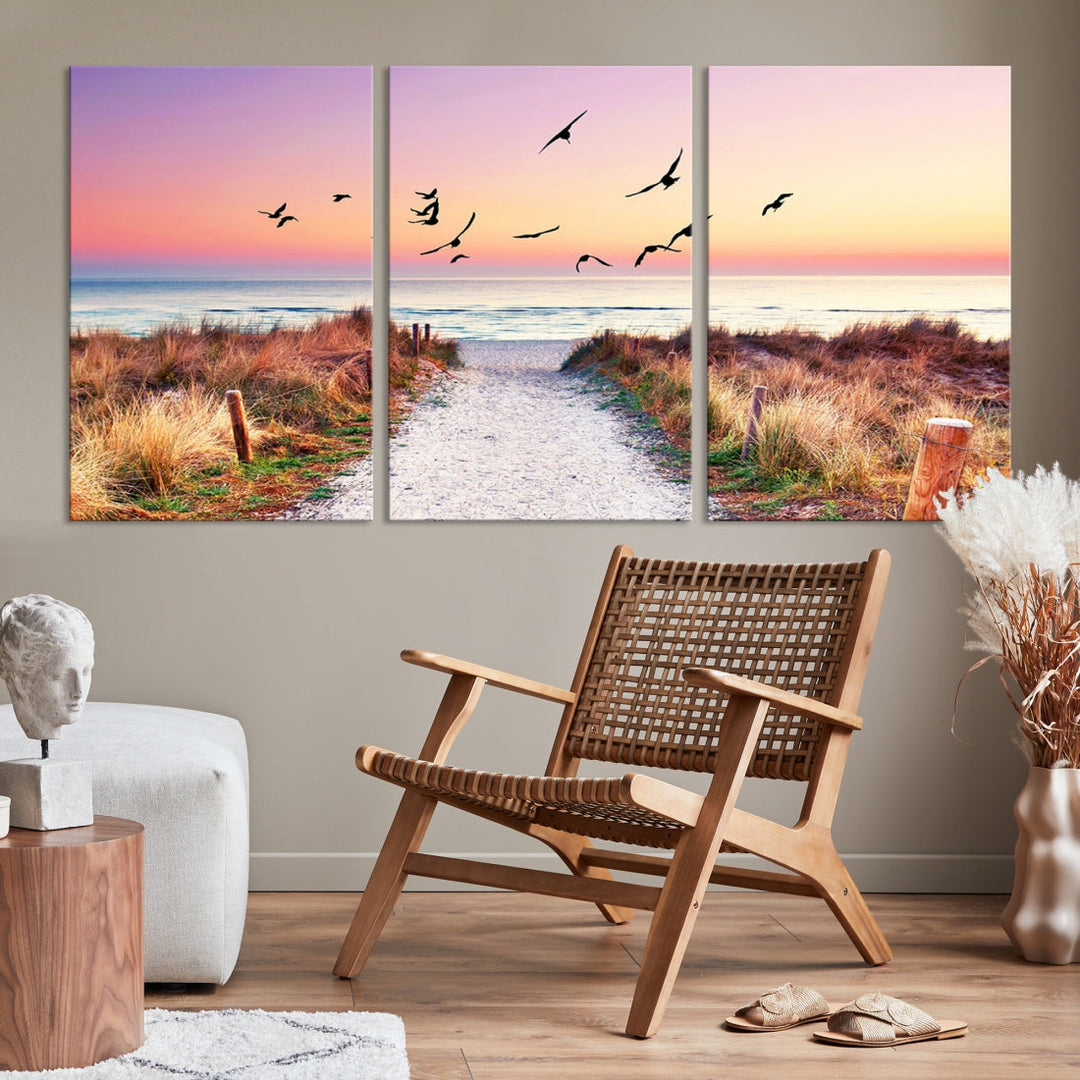 Ocean Beach Canvas Wall Art Beach Canvas Coastal Sunset Tropical Island Beach Sunset Artwork Print