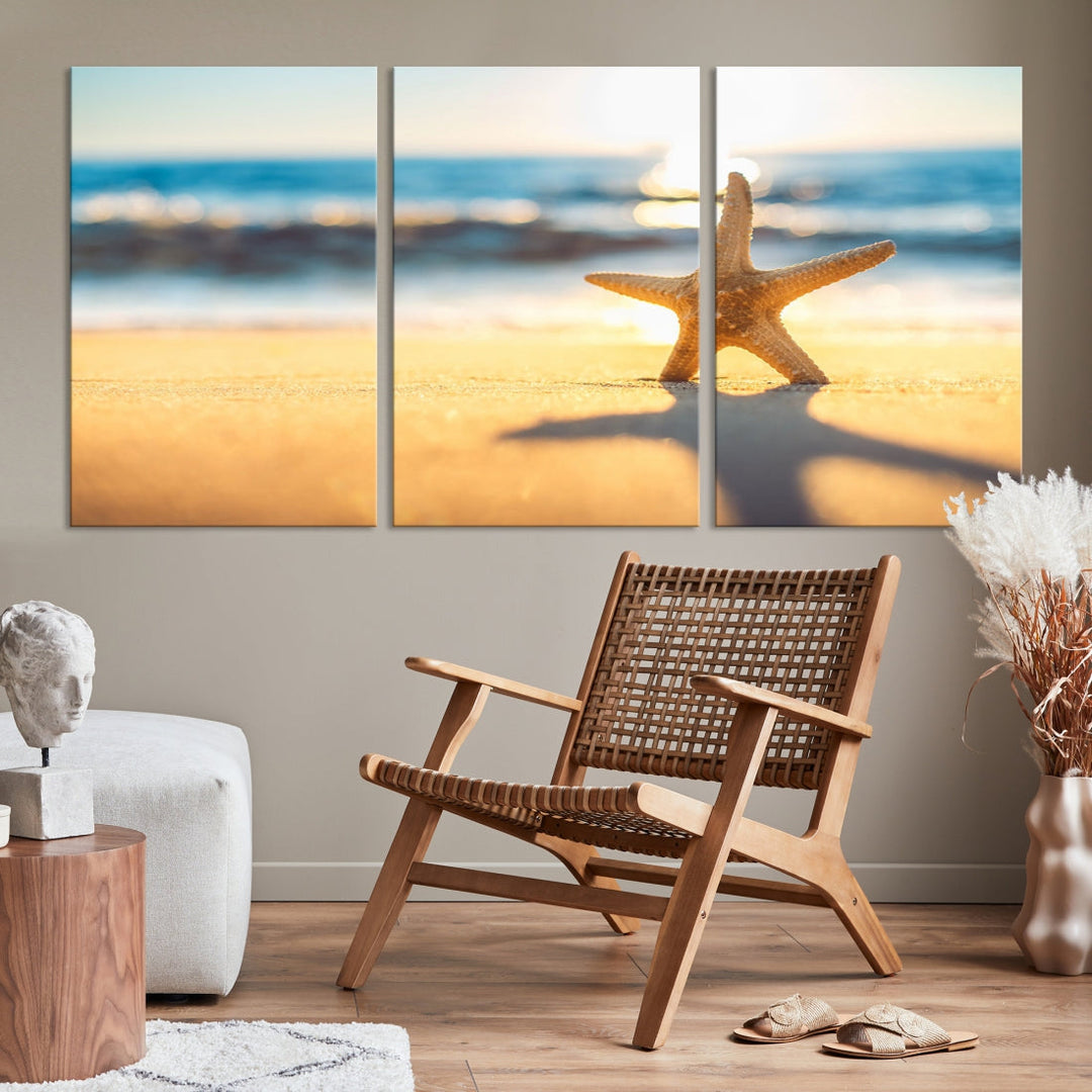 Ocean Beach Canvas Wall Art Beach Canvas, Coastal Sunset Tropical Island Beach Sunset Artwork Print