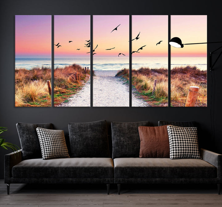 Ocean Beach Canvas Wall Art Beach Canvas Coastal Sunset Tropical Island Beach Sunset Artwork Print