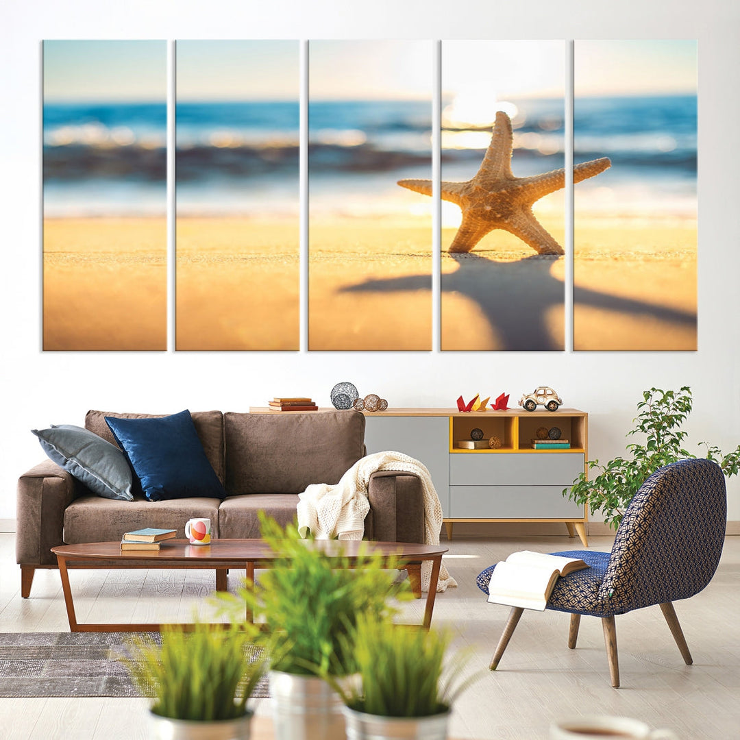 Ocean Beach Canvas Wall Art Beach Canvas, Coastal Sunset Tropical Island Beach Sunset Artwork Print