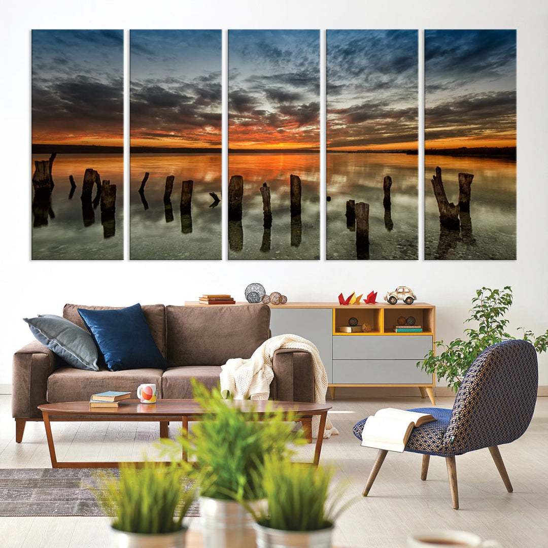 Ocean Beach Canvas Wall Art Beach Canvas, Coastal Sunset Tropical Island Beach Sunset Artwork Print