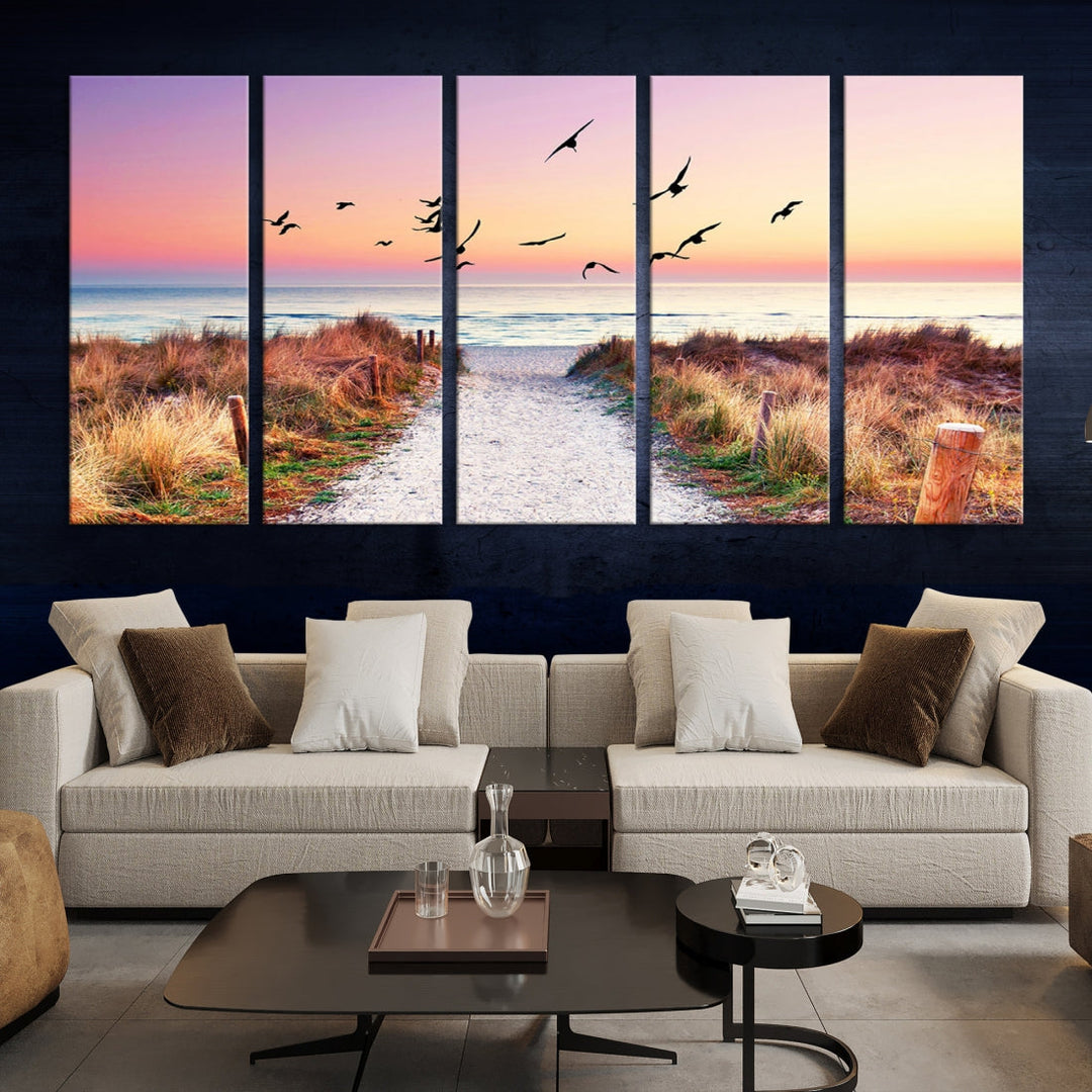 Ocean Beach Canvas Wall Art Beach Canvas Coastal Sunset Tropical Island Beach Sunset Artwork Print