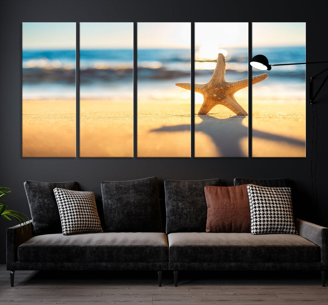 Ocean Beach Canvas Wall Art Beach Canvas, Coastal Sunset Tropical Island Beach Sunset Artwork Print