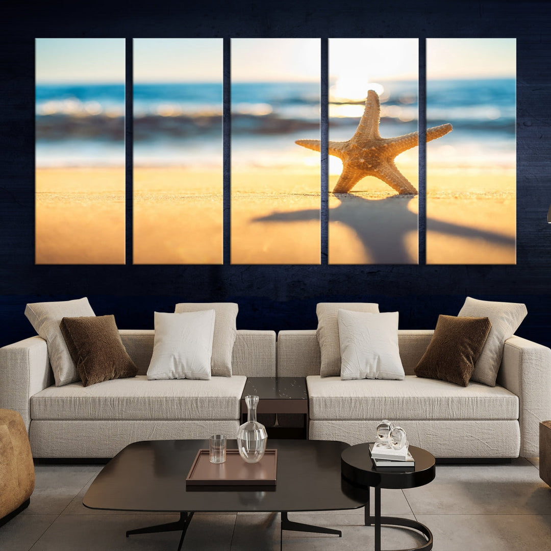 Ocean Beach Canvas Wall Art Beach Canvas, Coastal Sunset Tropical Island Beach Sunset Artwork Print