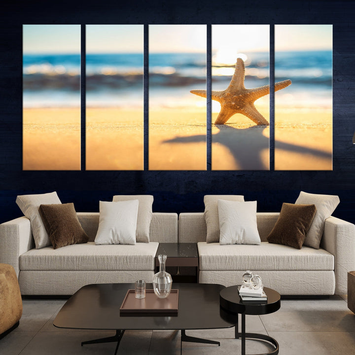 Ocean Beach Canvas Wall Art Beach Canvas, Coastal Sunset Tropical Island Beach Sunset Artwork Print