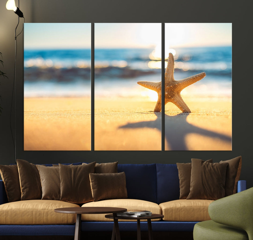 Ocean Beach Canvas Wall Art Beach Canvas, Coastal Sunset Tropical Island Beach Sunset Artwork Print