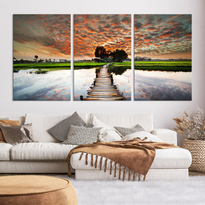 Ocean Beach Canvas Wall Art Beach Canvas, Coastal Sunset Tropical Island Beach Sunset Artwork Print