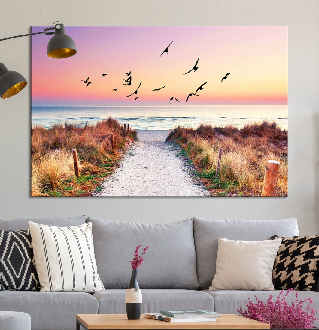 Ocean Beach Canvas Wall Art Beach Canvas Coastal Sunset Tropical Island Beach Sunset Artwork Print