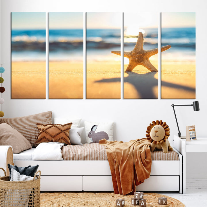 Ocean Beach Canvas Wall Art Beach Canvas, Coastal Sunset Tropical Island Beach Sunset Artwork Print