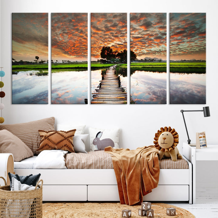 Ocean Beach Canvas Wall Art Beach Canvas, Coastal Sunset Tropical Island Beach Sunset Artwork Print