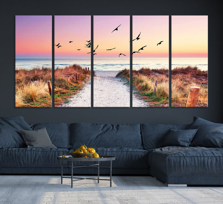 Ocean Beach Canvas Wall Art Beach Canvas Coastal Sunset Tropical Island Beach Sunset Artwork Print