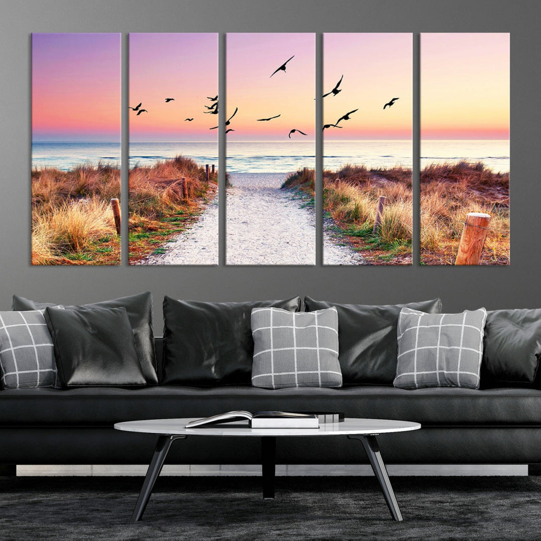 Ocean Beach Canvas Wall Art Beach Canvas Coastal Sunset Tropical Island Beach Sunset Artwork Print