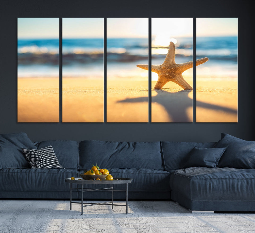 Ocean Beach Canvas Wall Art Beach Canvas, Coastal Sunset Tropical Island Beach Sunset Artwork Print