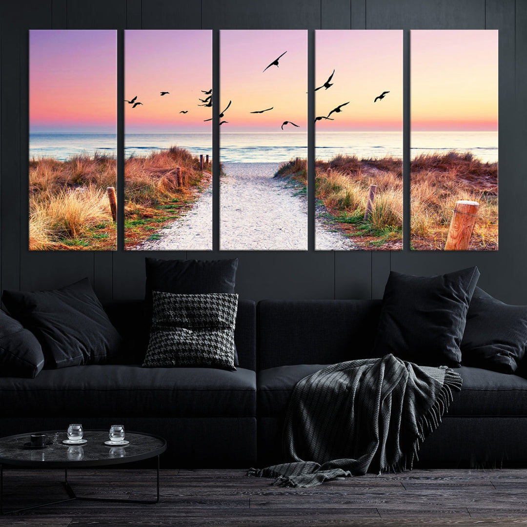 Ocean Beach Canvas Wall Art Beach Canvas Coastal Sunset Tropical Island Beach Sunset Artwork Print