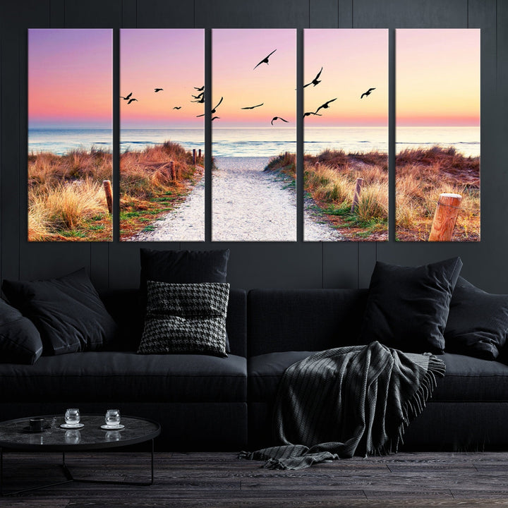 Ocean Beach Canvas Wall Art Beach Canvas Coastal Sunset Tropical Island Beach Sunset Artwork Print