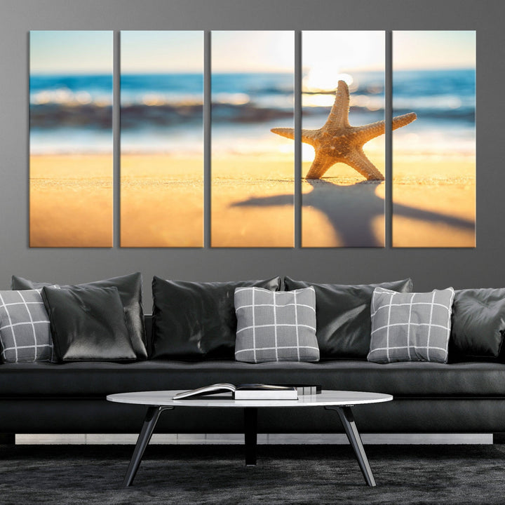 Ocean Beach Canvas Wall Art Beach Canvas, Coastal Sunset Tropical Island Beach Sunset Artwork Print