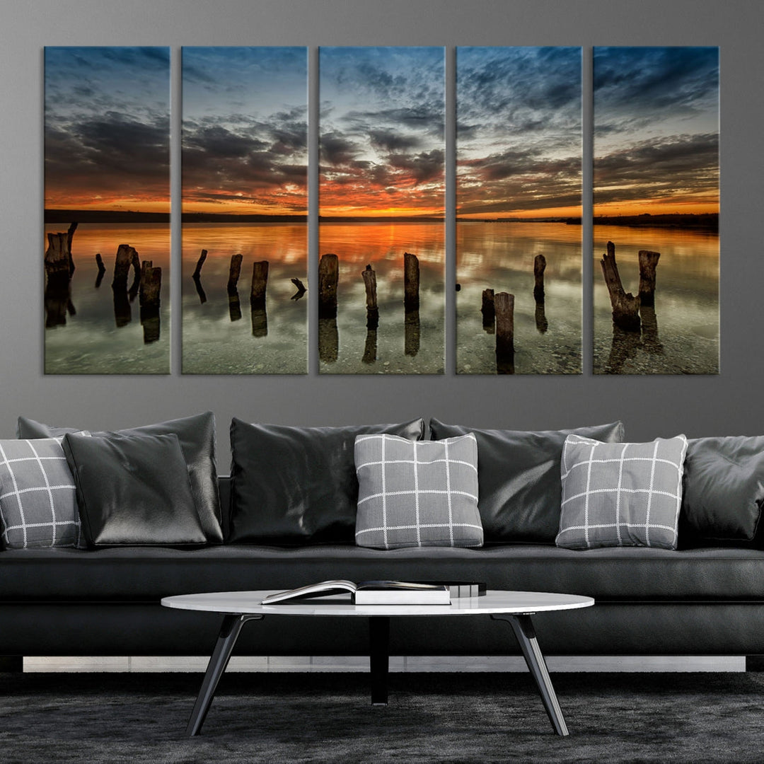 Ocean Beach Canvas Wall Art Beach Canvas, Coastal Sunset Tropical Island Beach Sunset Artwork Print