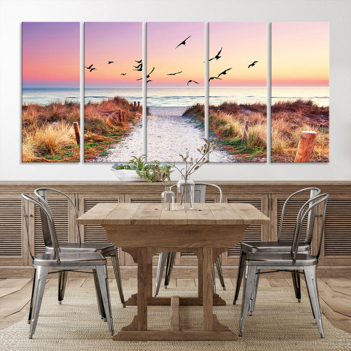 Ocean Beach Canvas Wall Art Beach Canvas Coastal Sunset Tropical Island Beach Sunset Artwork Print