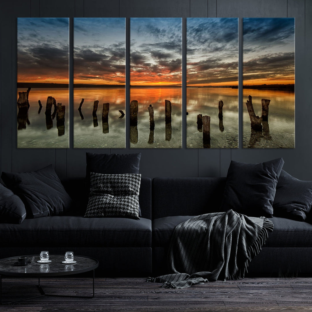 Ocean Beach Canvas Wall Art Beach Canvas, Coastal Sunset Tropical Island Beach Sunset Artwork Print