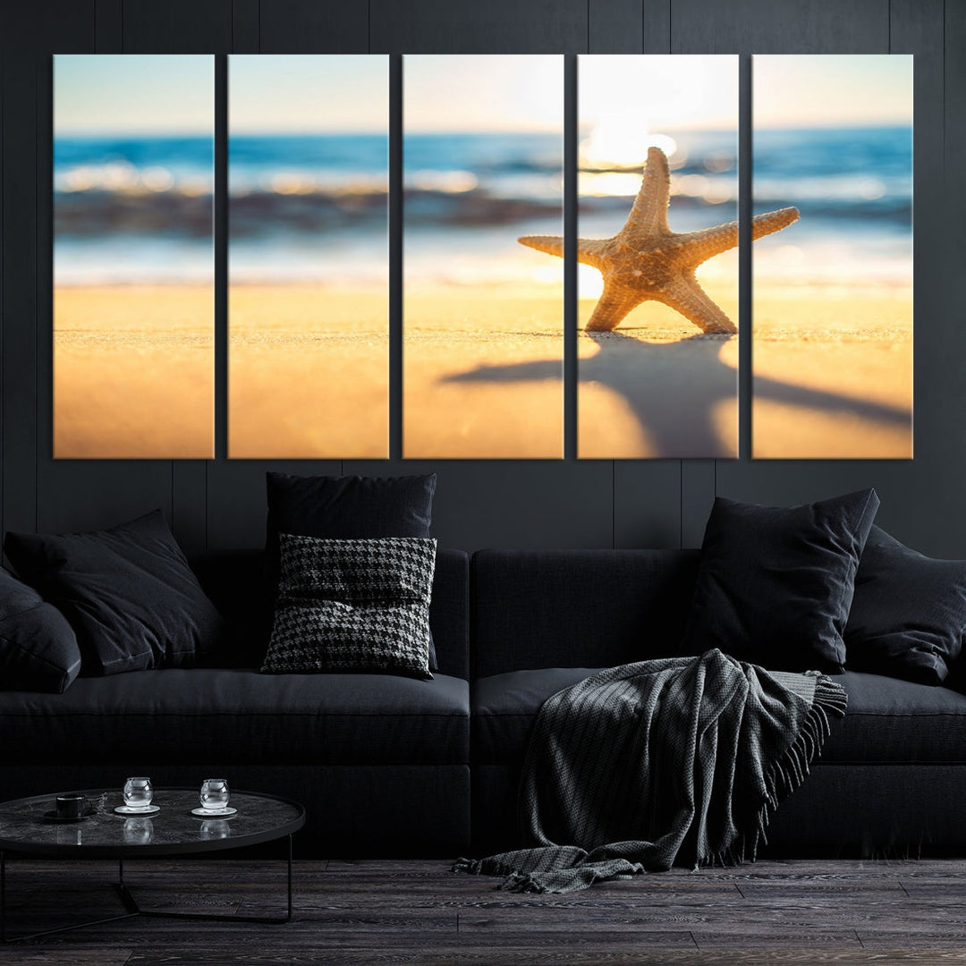 Ocean Beach Canvas Wall Art Beach Canvas, Coastal Sunset Tropical Island Beach Sunset Artwork Print