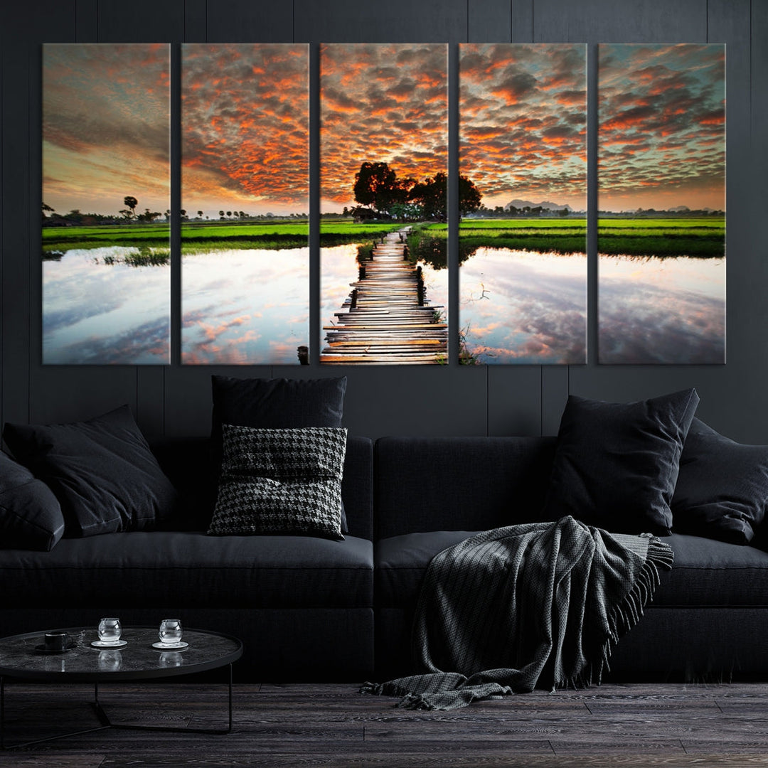 Ocean Beach Canvas Wall Art Beach Canvas, Coastal Sunset Tropical Island Beach Sunset Artwork Print