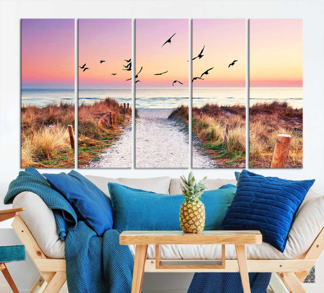 Ocean Beach Canvas Wall Art Beach Canvas Coastal Sunset Tropical Island Beach Sunset Artwork Print