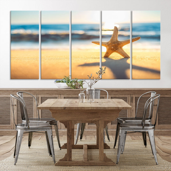 Ocean Beach Canvas Wall Art Beach Canvas, Coastal Sunset Tropical Island Beach Sunset Artwork Print