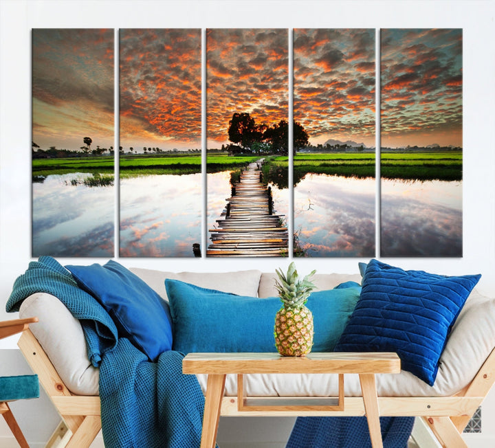 Ocean Beach Canvas Wall Art Beach Canvas, Coastal Sunset Tropical Island Beach Sunset Artwork Print