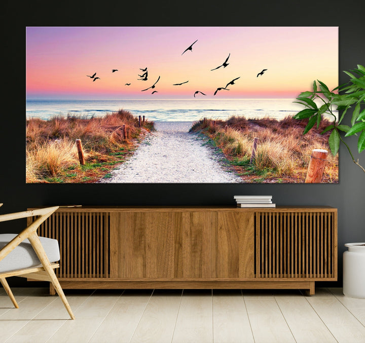 Ocean Beach Canvas Wall Art Beach Canvas Coastal Sunset Tropical Island Beach Sunset Artwork Print