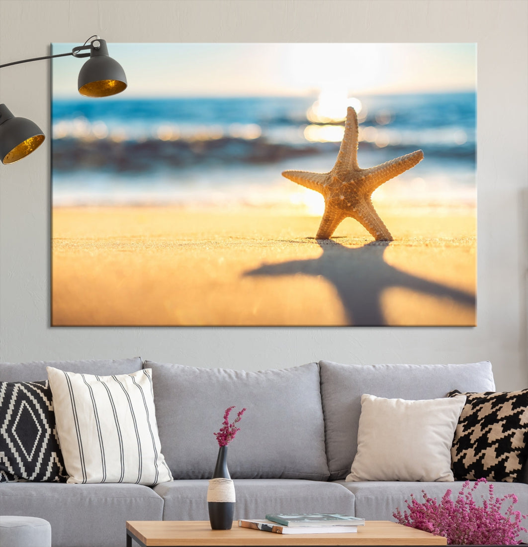 Ocean Beach Canvas Wall Art Beach Canvas, Coastal Sunset Tropical Island Beach Sunset Artwork Print