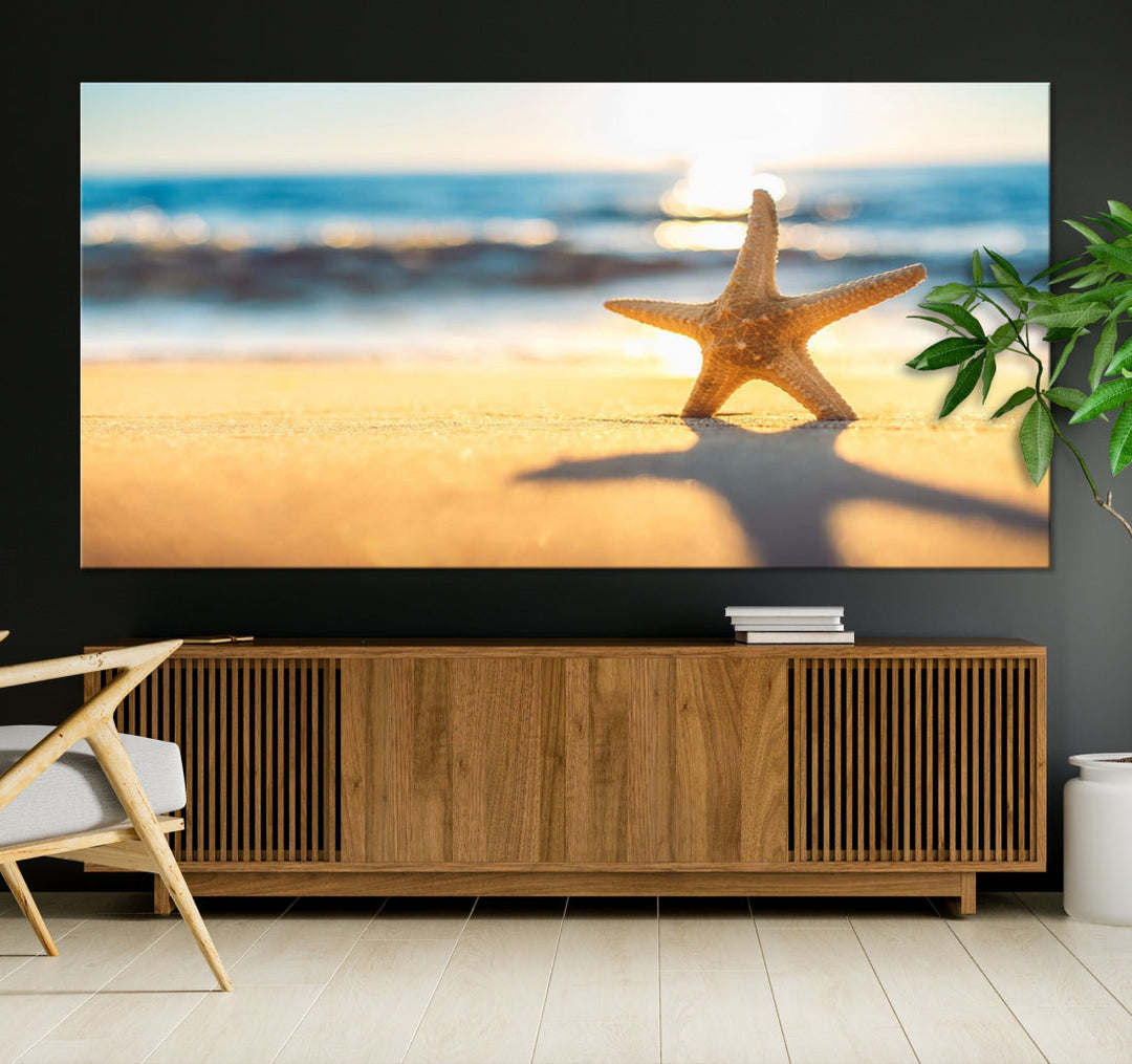 Ocean Beach Canvas Wall Art Beach Canvas, Coastal Sunset Tropical Island Beach Sunset Artwork Print