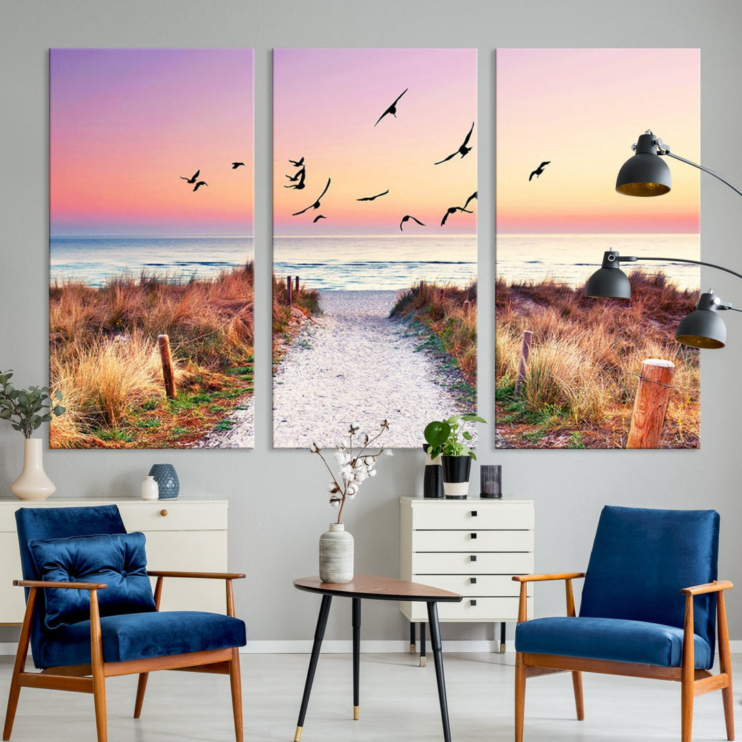 Ocean Beach Canvas Wall Art Beach Canvas Coastal Sunset Tropical Island Beach Sunset Artwork Print