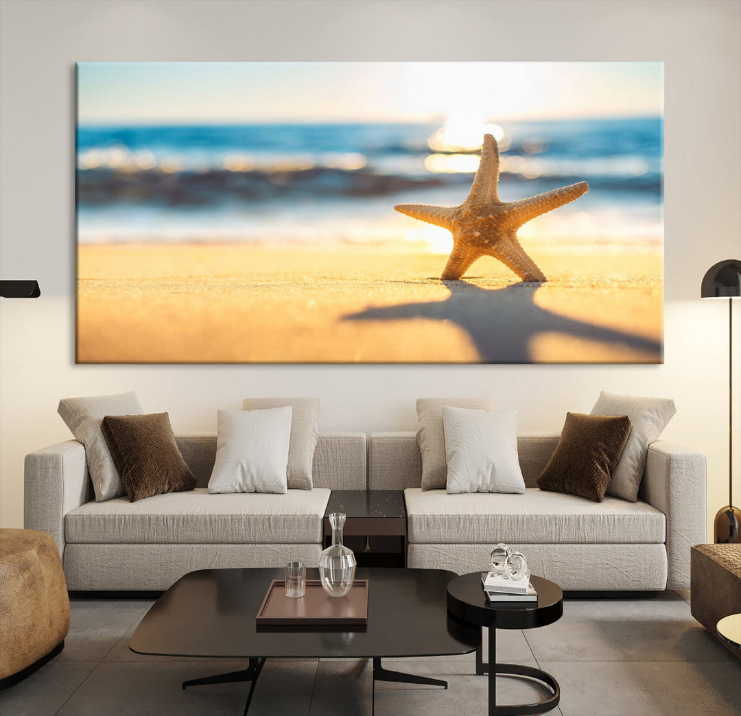 Ocean Beach Canvas Wall Art Beach Canvas, Coastal Sunset Tropical Island Beach Sunset Artwork Print