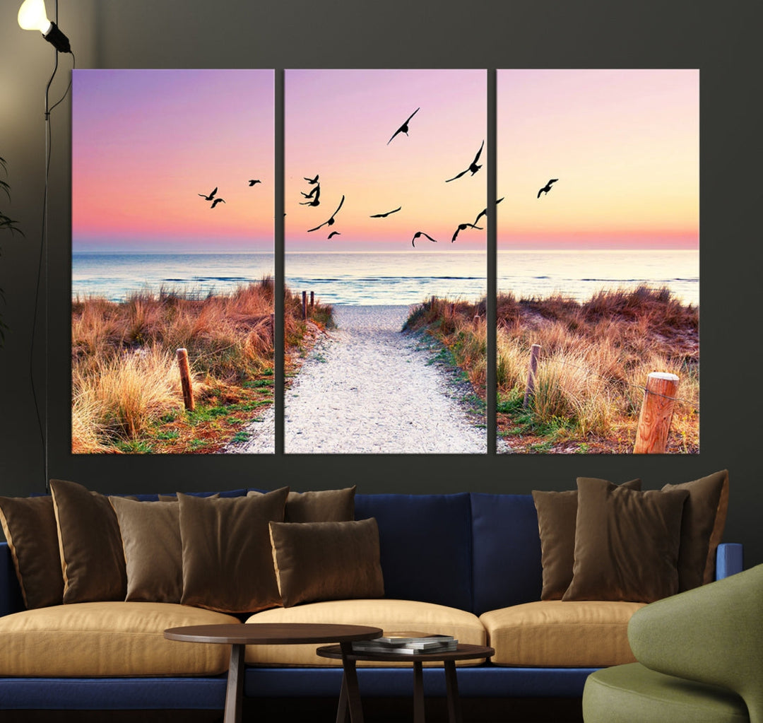 Ocean Beach Canvas Wall Art Beach Canvas Coastal Sunset Tropical Island Beach Sunset Artwork Print